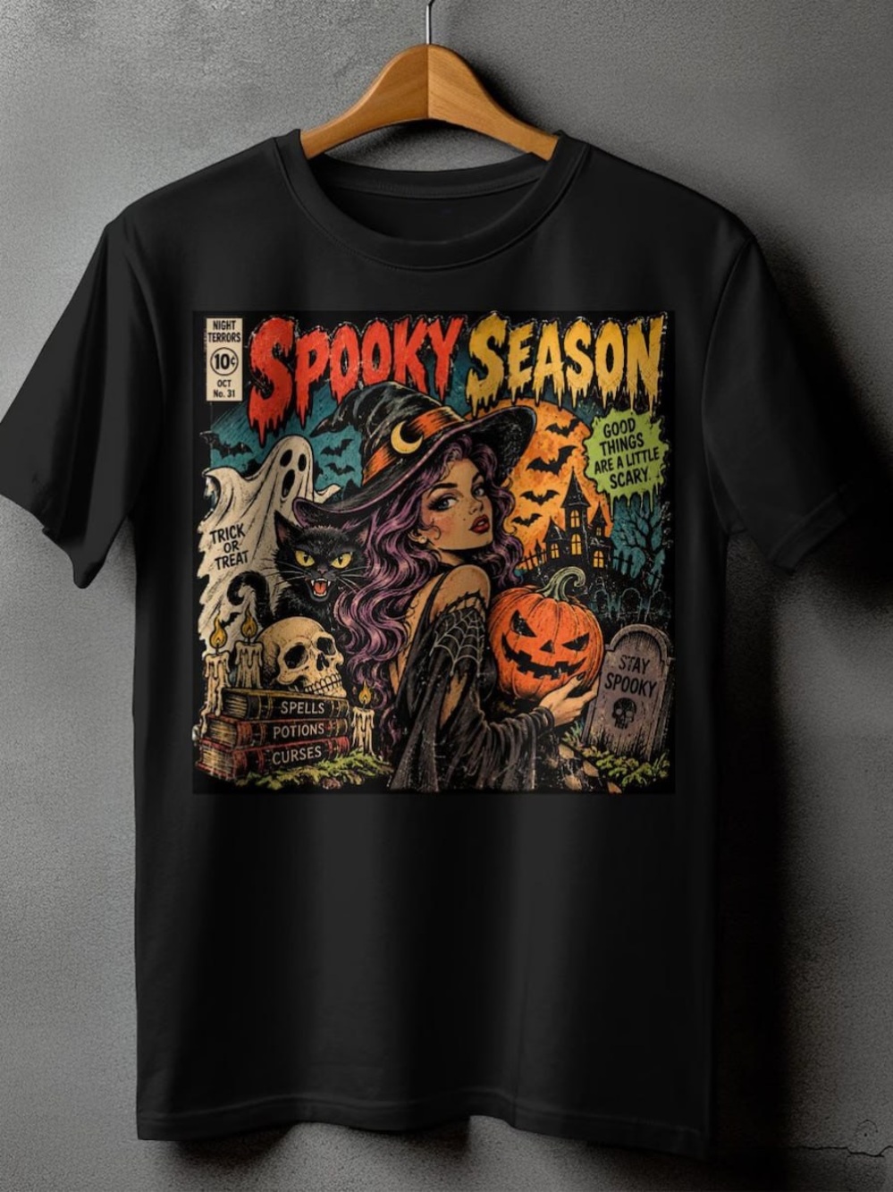 Spooky Season Kids Halloween Graphic Tee - Black